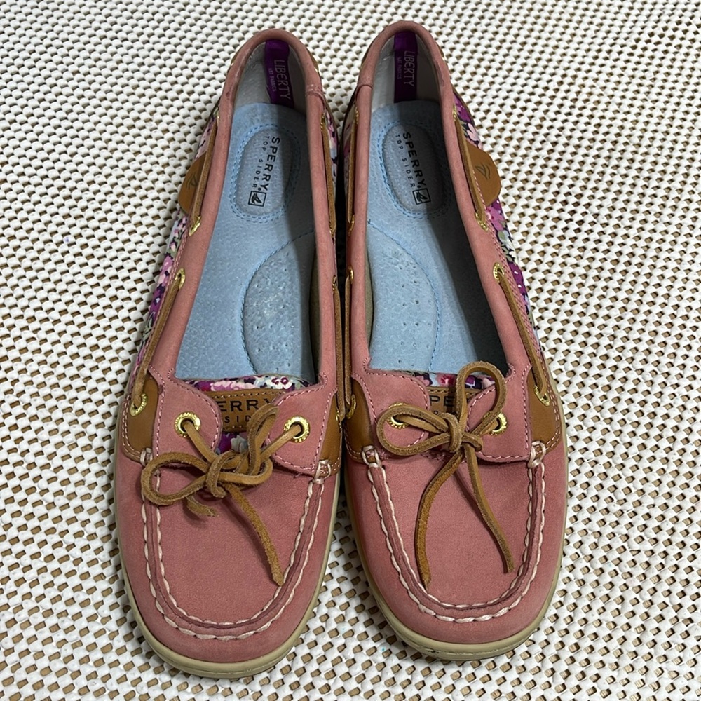 Sperry Pink Floral Topsiders -Sz 8.5